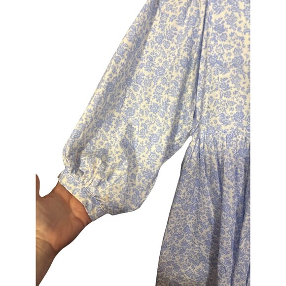 Fanco Womens S Floral Cottagecore Dress With Puff Sleeves & Tie Back - Picture 2 of 5
